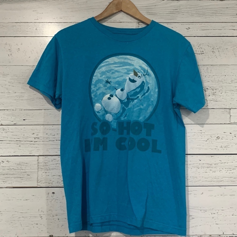 Disney Frozen So Hot I’m Cold Olaf Graphic Blue Women’s Size M Tee Shirt